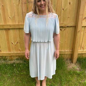 Vintage 1970s Blue Discovery Fashions Ltd Dress